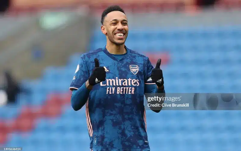 Aubameyang trong màu áo Arsenal.